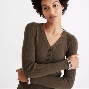 NWT Madewell Ruffle-Cuff Henley Sweater